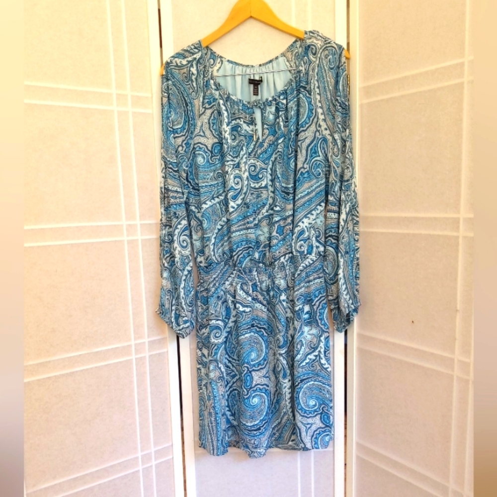 WHBM white blue dress